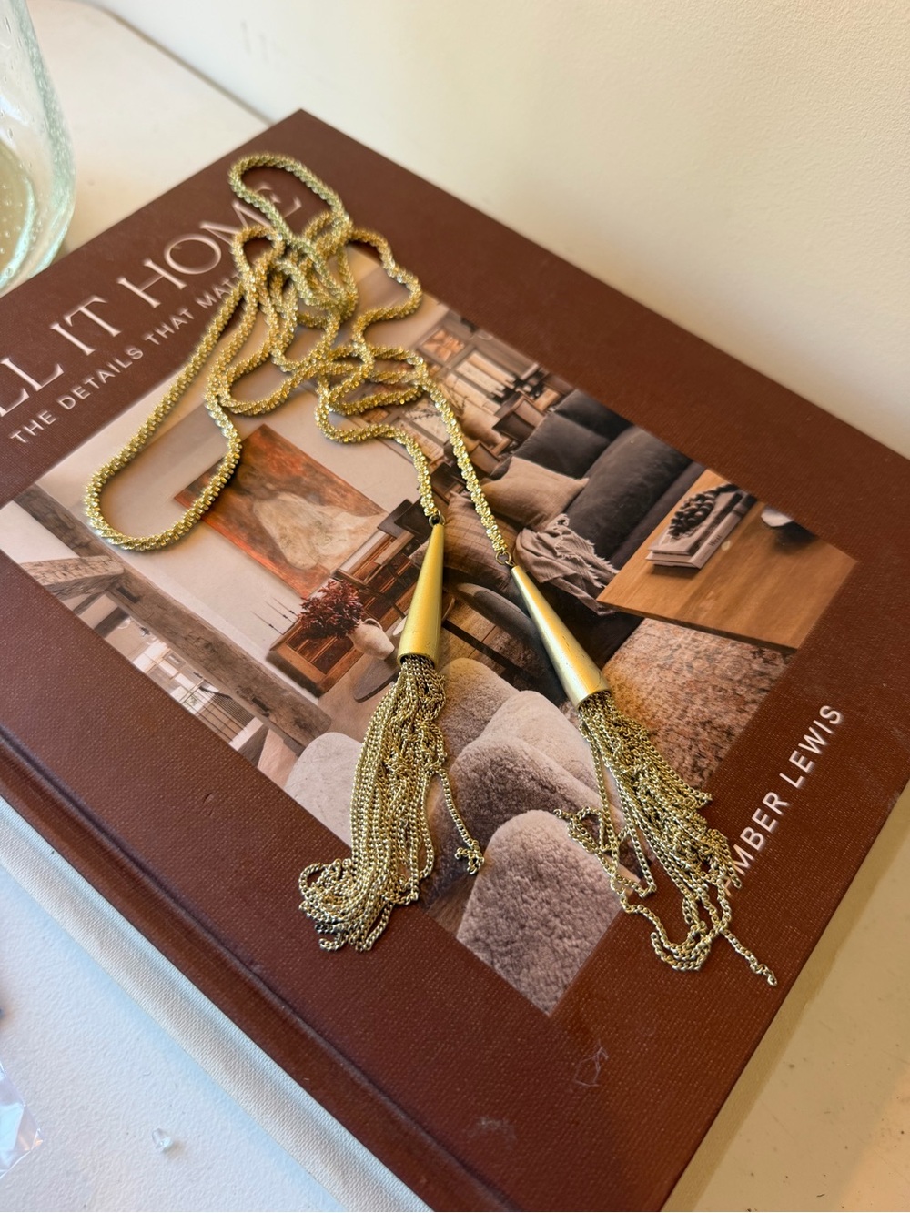 Gold Tassel Decorative Necklace Accent - Home Accents